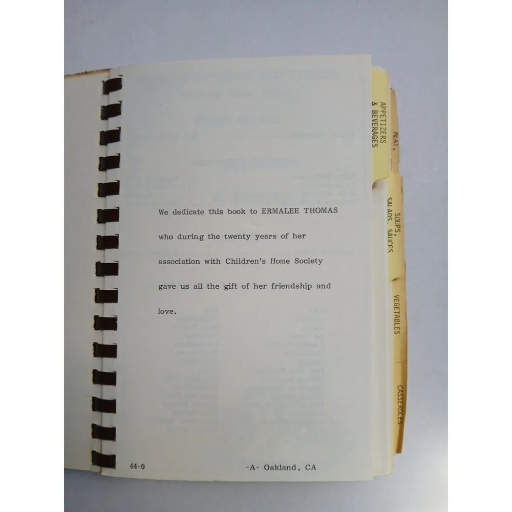 Favorite CHS Recipes Cookbook Children's Home Society of Oakland California Club